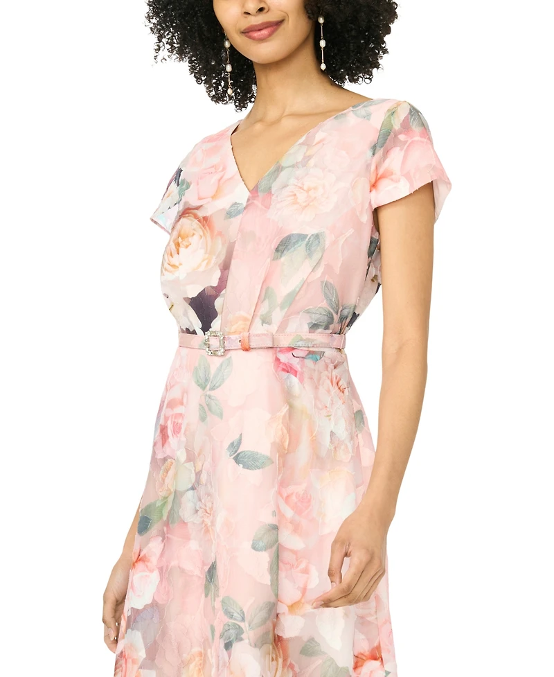 Msk Women's Flutter-Sleeve V-Neck Fit & Flare Dress