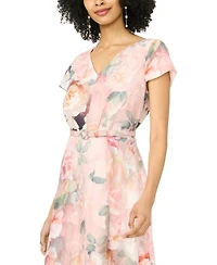 Msk Women's Flutter-Sleeve V-Neck Fit & Flare Dress