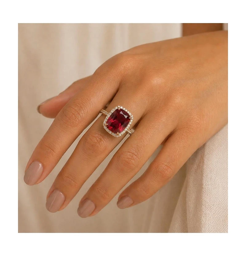 Sterling Silver Red Cubic Zirconia Statement Ring