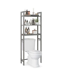 sumyeg Over The bath fixture Storage Shelf Space Saving Metal Bathroom Organizer with Hooks