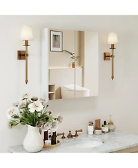 sumyeg Double Door Bathroom Wall Cabinet with Mirror and Adjustable Shelf