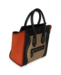 Pre-Owned Celine Beige Multicolor Drummed Calfskin Nubuck Nano Luggage Tote
