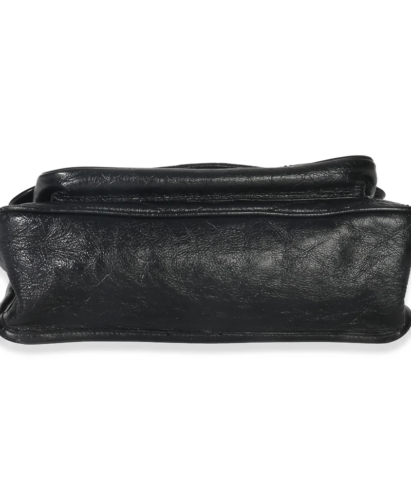 Pre-Owned Saint Laurent Black Crinkled Calfskin Matelasse Medium Niki Chain Satchel