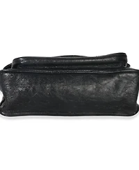 Pre-Owned Saint Laurent Black Crinkled Calfskin Matelasse Medium Niki Chain Satchel