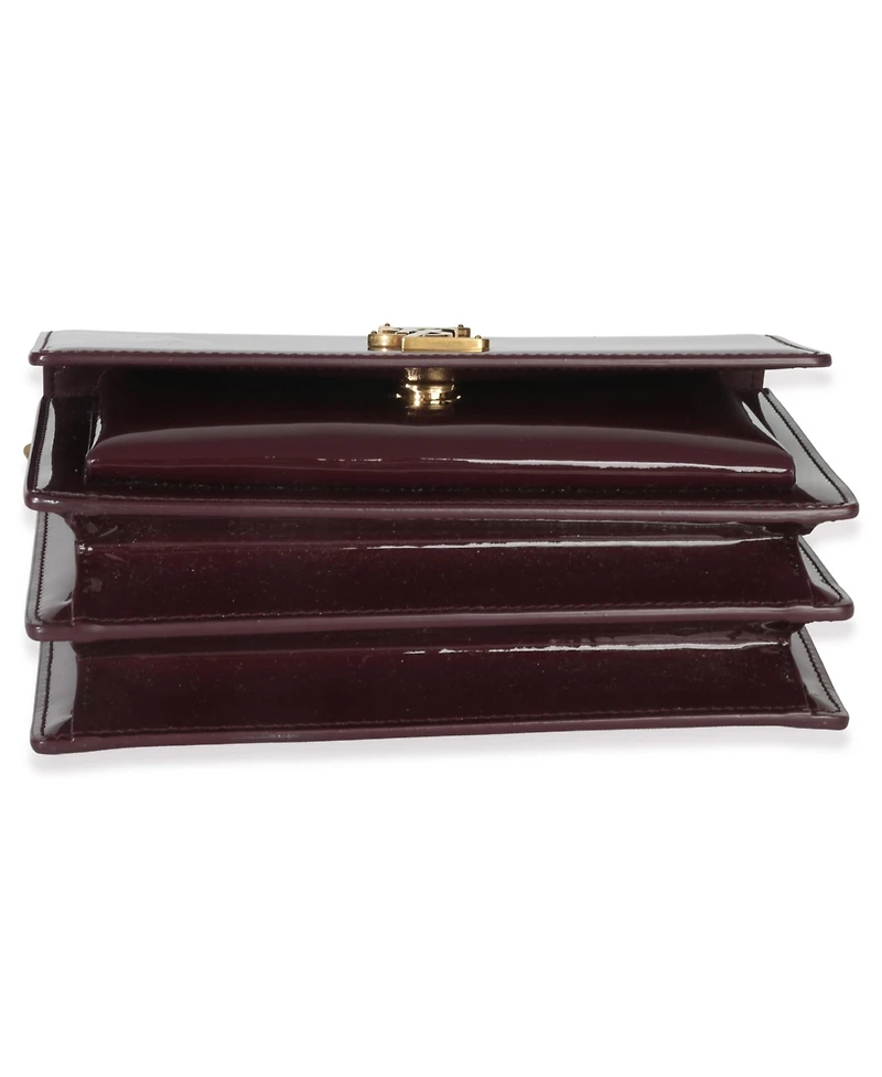 Pre-Owned Saint Laurent Red Wine Patent Monogram Small Sunset Bag