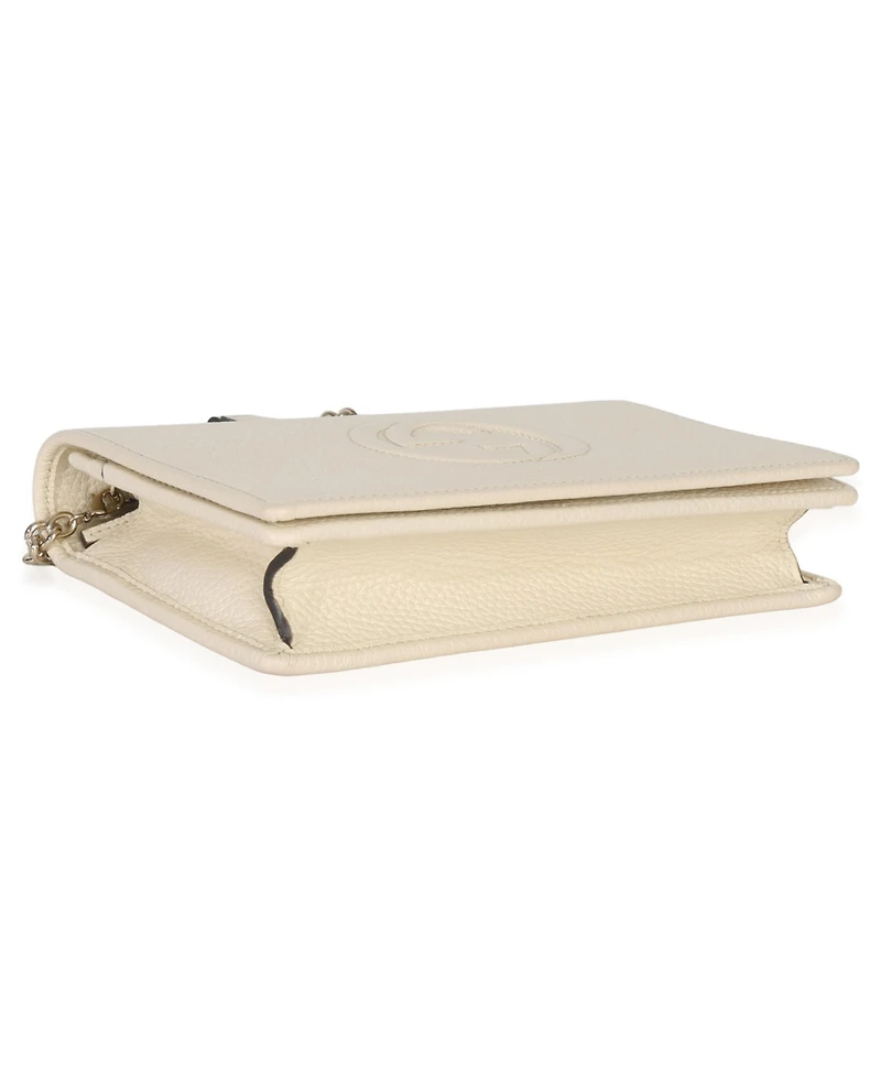 Pre-Owned Gucci Cream Pebbled Calfskin Soho Wallet On Chain