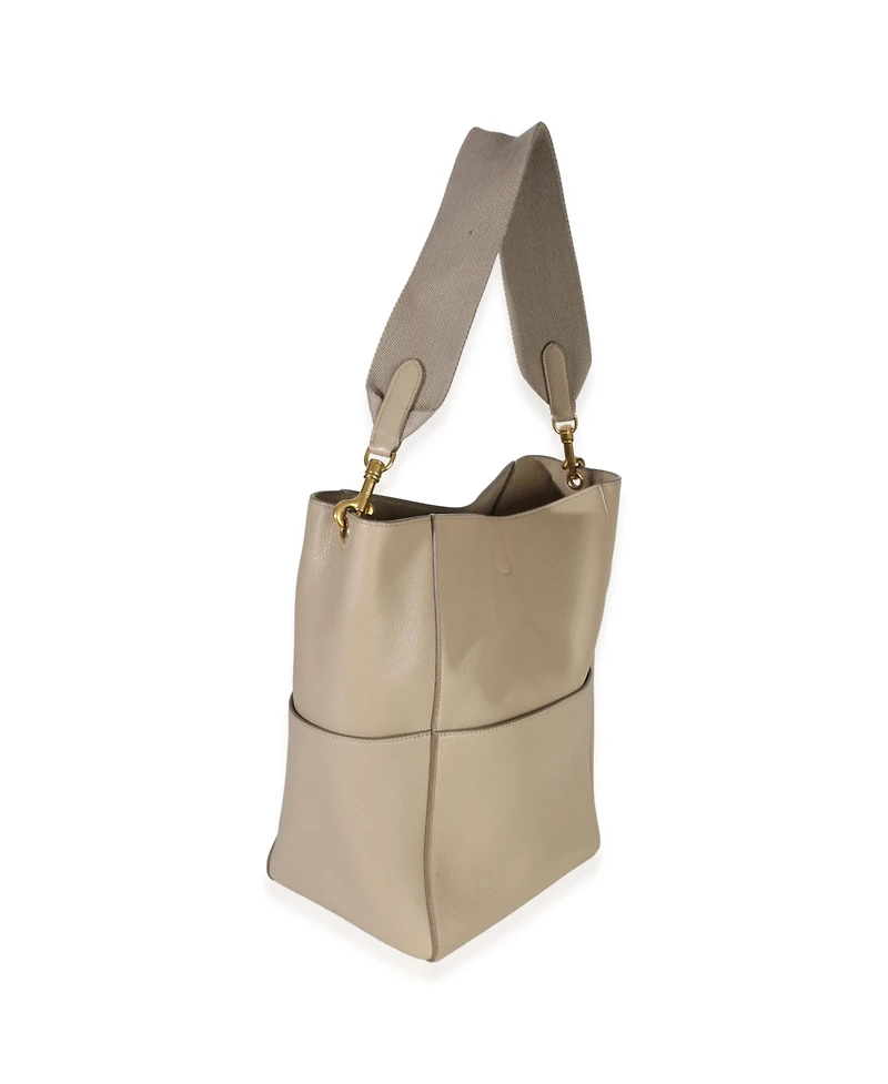 Pre-Owned Celine Taupe Soft Grained Calfskin Medium Sangle Bucket Bag