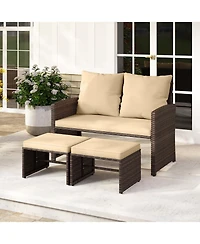 Slickblue Patio Wicker Furniture Set 3 Piece with Soft Cushions