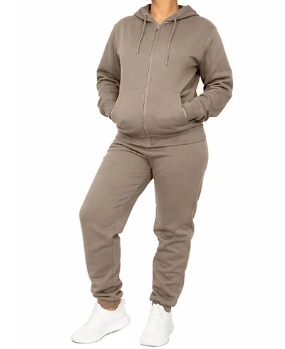 Blu Rock Women's Loose Fit Full-Zip Hoodie and Jogger Sweatpants Matching, 2-Piece Set