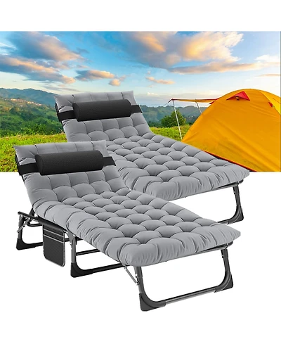Aboron 2 Pack 4-in-1 Sunbathing Lounge Chair with Removable Cotton Cushion, Adjustable, Uv-Resistant, Portable Beach and Pool Chair