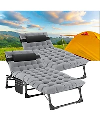 Aboron 2 Pack 4-in-1 Sunbathing Lounge Chair with Removable Cotton Cushion, Adjustable, Uv-Resistant, Portable Beach and Pool Chair