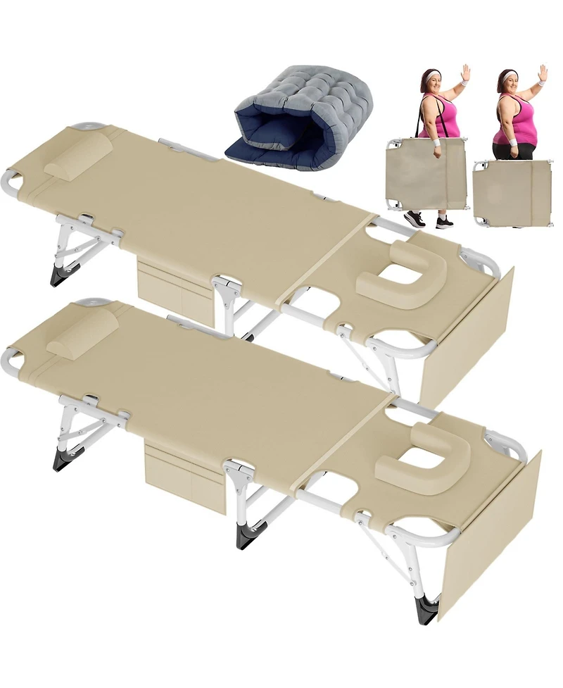 Aboron 2 Pack 4-in-1 Sunbathing Lounge Chair with Removable Cotton Cushion, Adjustable, Uv-Resistant, Portable Beach and Pool