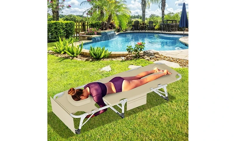 Aboron 2 Pack 4-in-1 Sunbathing Lounge Chair with Removable Cotton Cushion, Adjustable, Uv-Resistant, Portable Beach and Pool