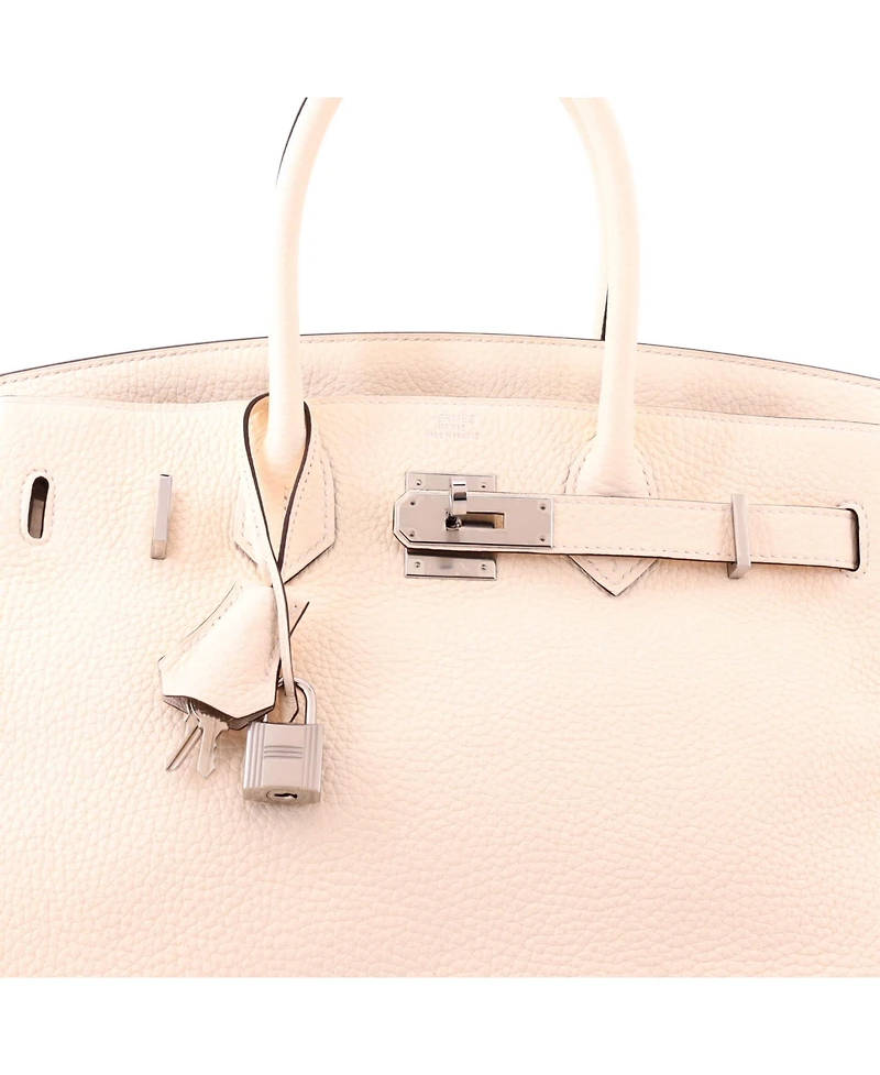 Pre-Owned HERMES Birkin 30 Handbag Light Clemence with Palladium Hardware
