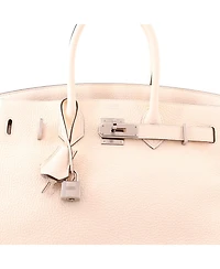 Pre-Owned HERMES Birkin 30 Handbag Light Clemence with Palladium Hardware