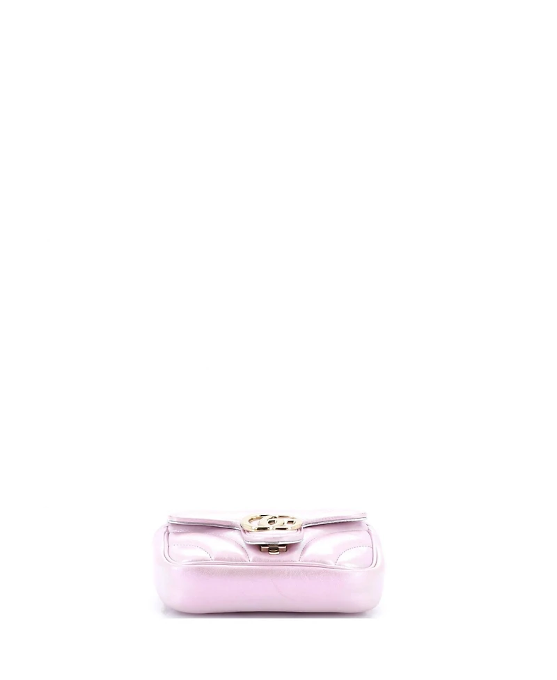 Pre-Owned Gucci Super Mini Gg Marmont Flap Bag Chevron Iridescent Leather