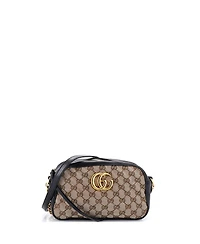 Pre-Owned Gucci Small Gg Marmont Shoulder Bag Diagonal Quilted Gg Canvas with Leather