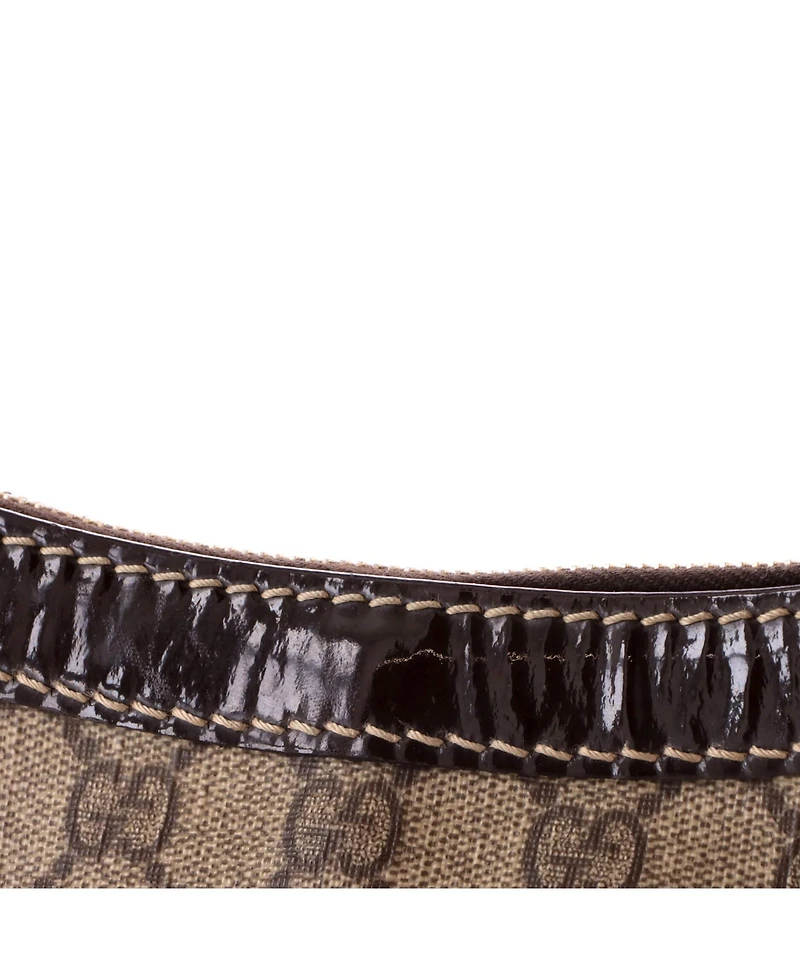 Pre-Owned Gucci Medium Belted Handle Zip Hobo Gg Canvas and Patent