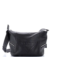 Pre-Owned Prada Triangle Logo Embossed Side Zip Shoulder Bag Vitello Daino