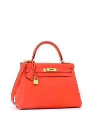 Pre-Owned HERMES Kelly 28 Handbag Orange Togo with Gold Hardware