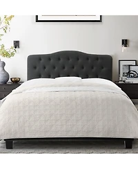 Boyel Living Low Profile Upholstered Bed Button Tufted Frame with Solid Wood Structure and Plush Padding