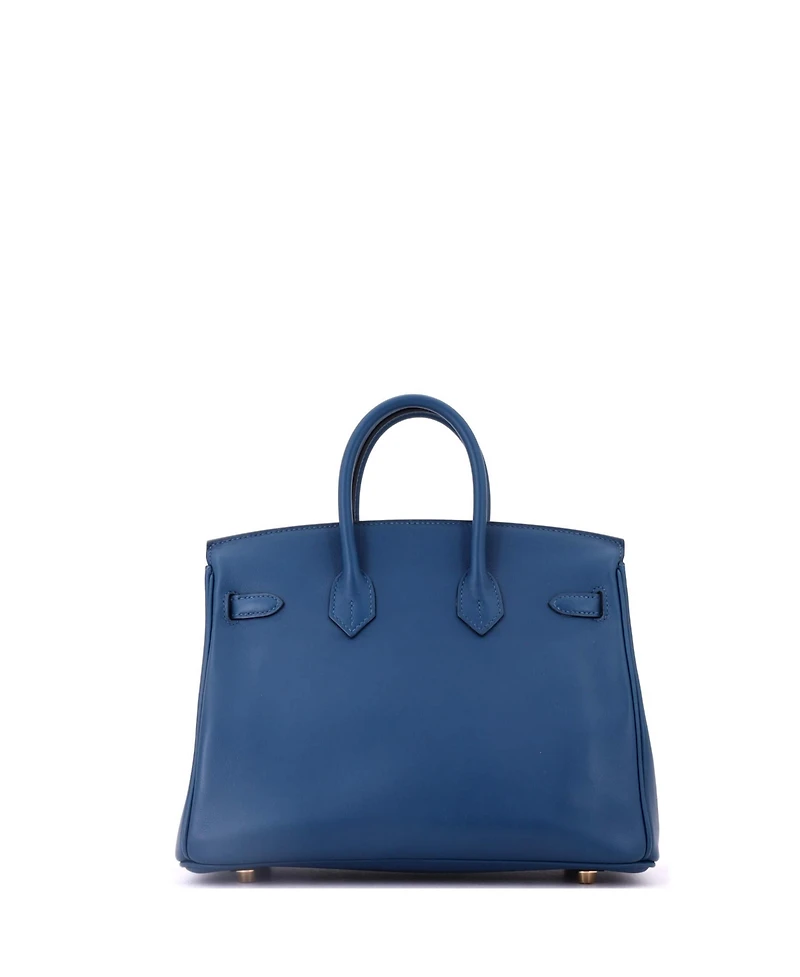 Pre-Owned HERMES Birkin 25 Handbag Blue Swift with Gold Hardware