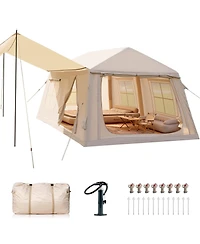 Aboron 4-Season Inflatable Camping Tent - Easy Setup Blow Up Tent with Hand Pump, Windproof and Breathable - Fits 2-8 People