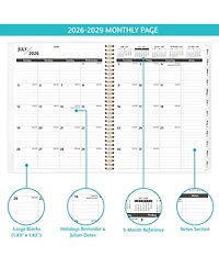 Gnuadz Monthly Planner 2026-2029 Spiral Wirebound Pocket Tabs Notes Habit