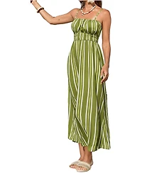 Cupshe Women's Green Grass Striped Maxi Beach Dress