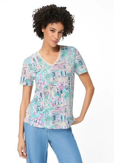 Olsen Women's Italian Villa Print T-Shirt