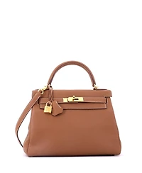 Pre-Owned HERMES Kelly 28 Handbag Brown Togo with Gold Hardware