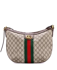 Pre-Owned Gucci Small Ophidia Half Moon Hobo Gg Coated Canvas