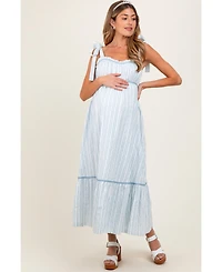 Pinkblush Maternity Ivory Striped Bow-Tie Maxi Dress