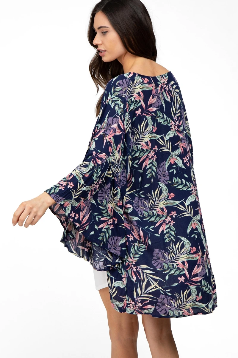 Pinkblush Maternity Navy Blue Floral Bell Sleeve Cover Up