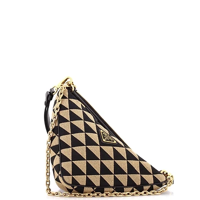 Pre-Owned Prada Mini Double Symbole Triangle Bag Leather and Jacquard