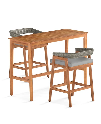 Slickblue Patio 3-Piece Counter Height Table and Barstool Set