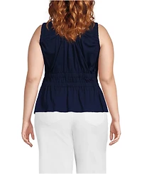 Lands' End Plus Slub Rouched Tank Top