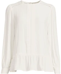 Lands' End Women's Crepe Pintuck Peplum Top