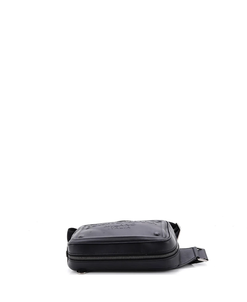 Pre-Owned Dolce & Gabbana Raised Logo Crossbody Bag Embossed Leather