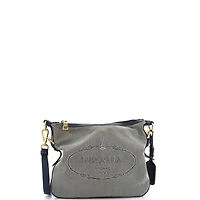 Pre-Owned Prada Small Logo Messenger Bag Canvas with Leather