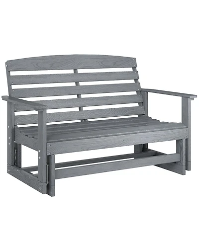 Outsunny Patio Glider Bench w/ Hdpe Slatted Double Rocking Chair