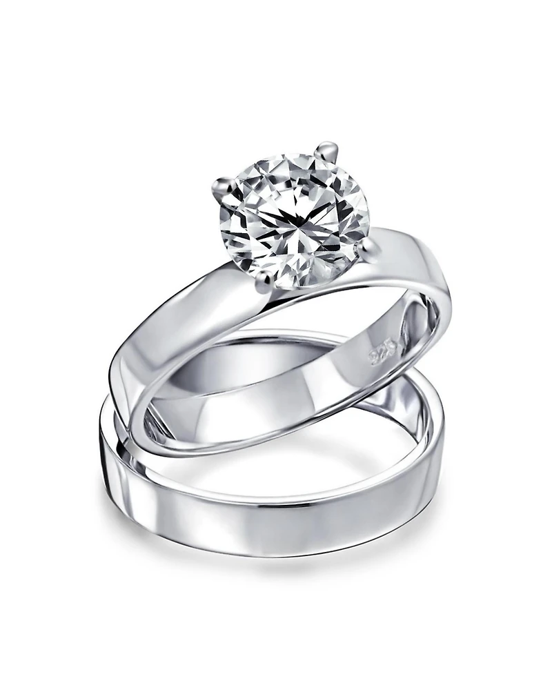 Bling Jewelry Cubic Zirconia Solitaire Anniversary Promise Ring Set