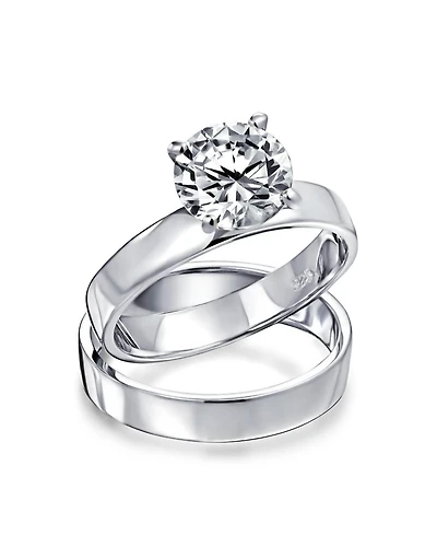 Bling Jewelry Cubic Zirconia Solitaire Anniversary Promise Ring Set