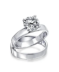 Bling Jewelry Cubic Zirconia Solitaire Anniversary Promise Ring Set