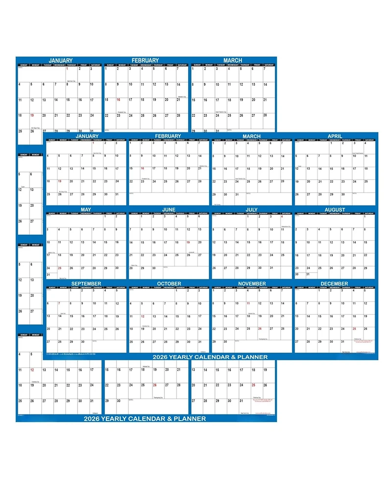 Gnuadz Swiftglimpse 2026 Wall Calendar Erasable Wet Dry Erase Laminated Annual Planner
