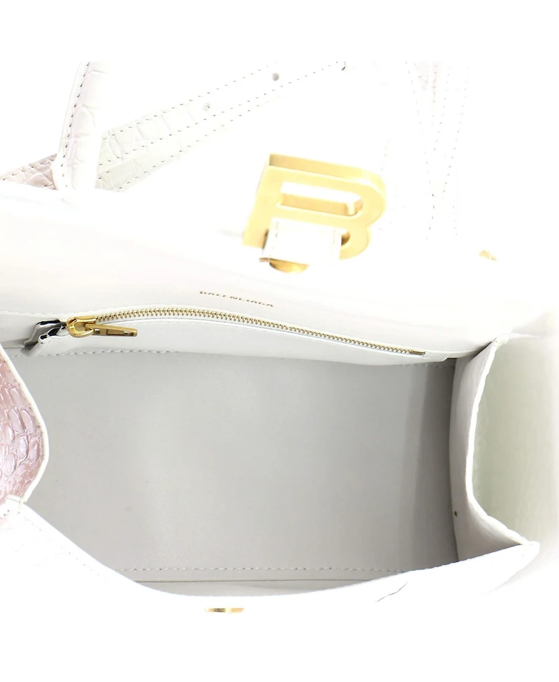Pre-Owned Balenciaga Small Hourglass Top Handle Bag Embossed Leather