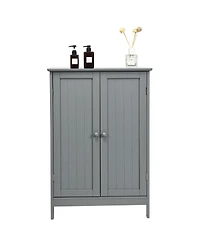 sumyeg Bathroom Floor Storage Cabinet with Double Doors Cupboard Organizer
