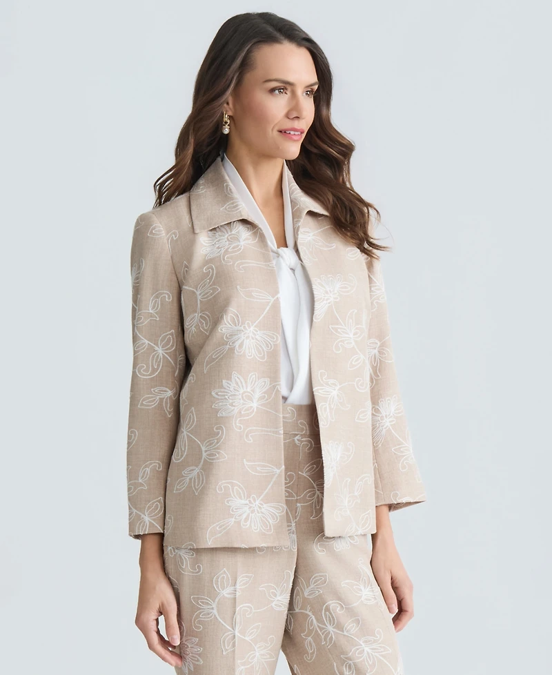 Kasper Women's Boxy Floral Embroidered Jacket, Regular & Petite