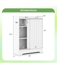 sumyeg Slim Bathroom Floor Storage Cabinet with Integrated bath fixture Paper Holders