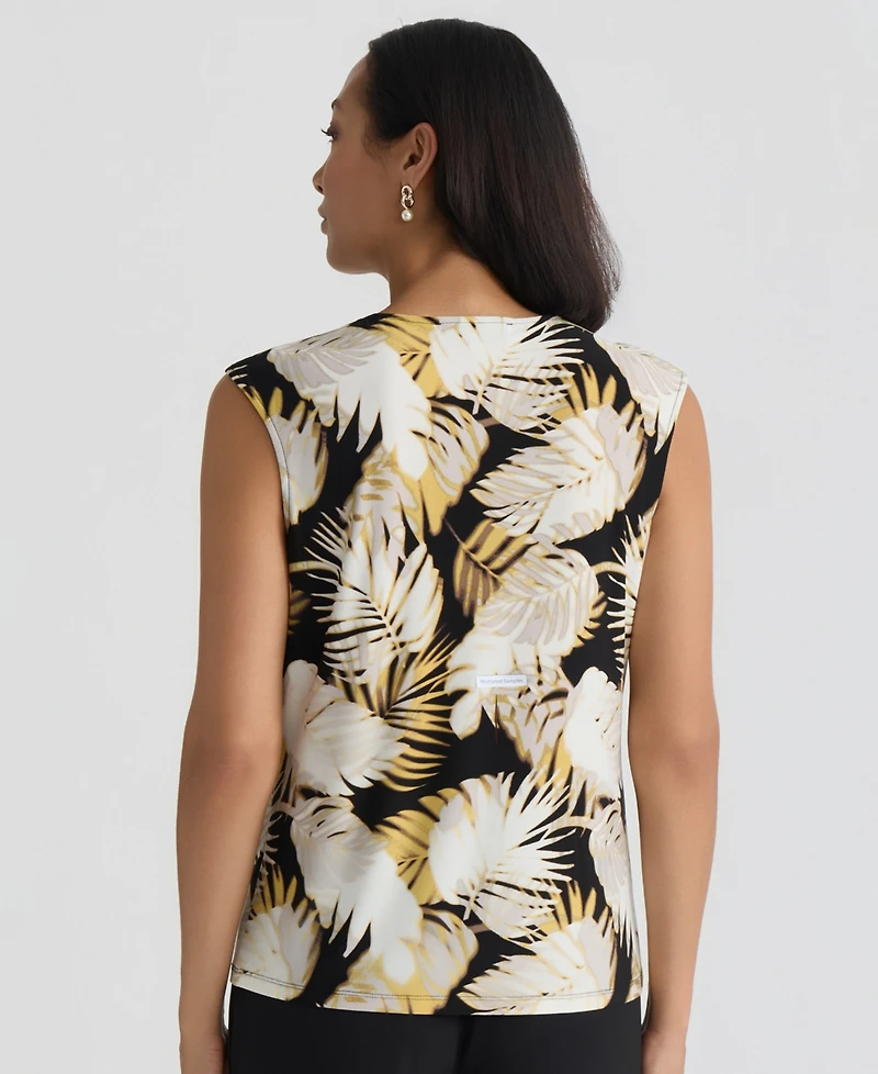 Kasper Women's Sleeveless Printed Keyhole Top